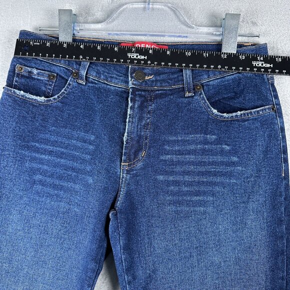 Evidence Wide Leg Jeans Raw Hem Stone Wash Mid Rise Womens Blue Size 40 - Picture 6 of 10